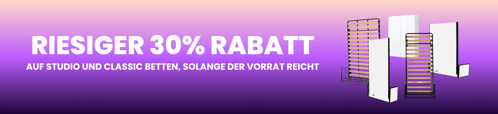 Große 30 % Rabattaktion auf alle Lagerbestände – solange der Vorrat reicht