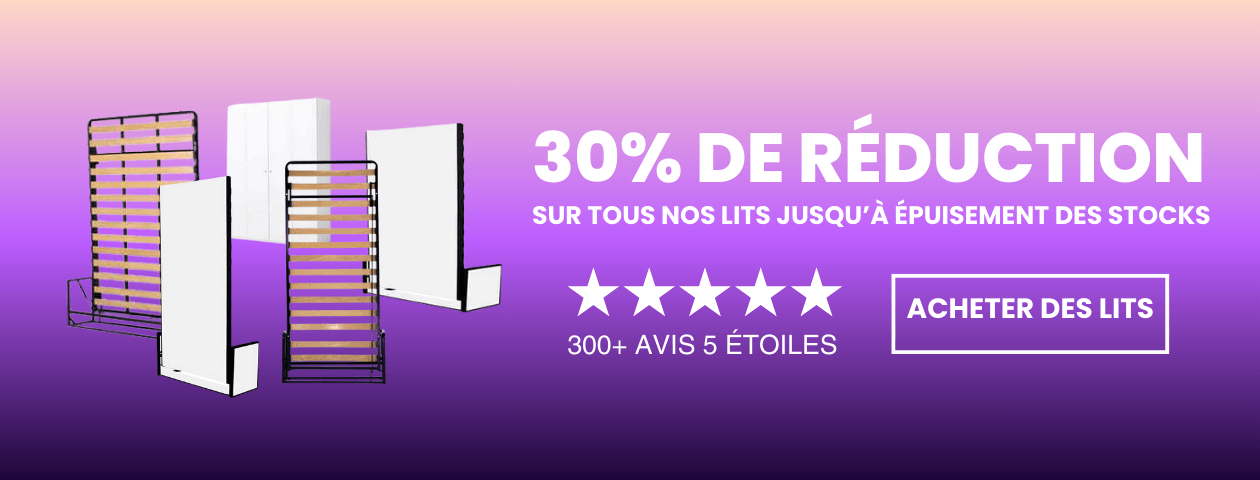 30 % de réduction sur tous nos lits – dans la limite des stocks disponibles. Cliquez pour découvrir nos modèles existants.