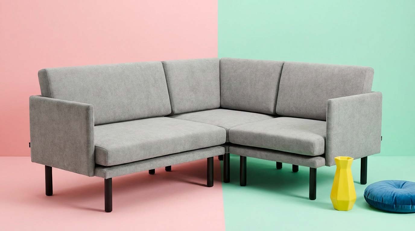 Modulares Morphy Sofa in L-Form als Ecklösung – kompakte Rundum-Sitzfläche für moderne Wohnräume